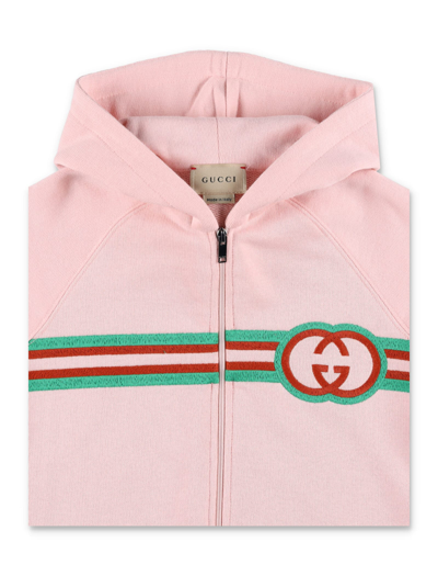 Shop Gucci Baby Cotton Zip Jacket In Rose
