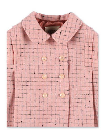 Shop Gucci Baby Check Damier Coat In Pink