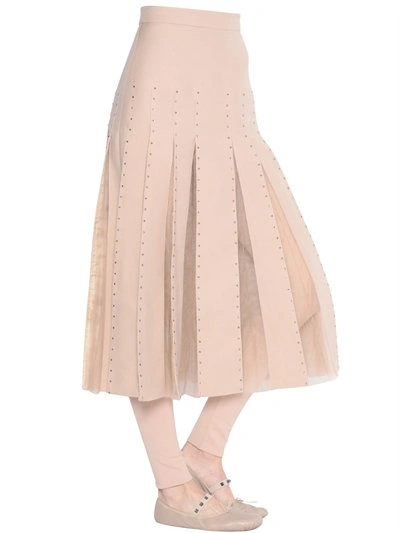 Valentino Embellished Crepe Couture & Tulle Skirt In Nude