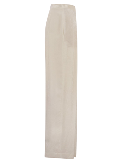Shop Fabiana Filippi Viscose Velvet Loose Trousers In White