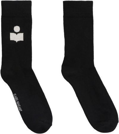 Shop Isabel Marant Siloki Logo Cotton Blend Socks In Black