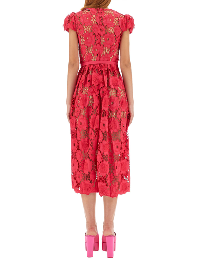 Shop Self-portrait Midi Dress In Rosso