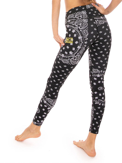 Mc2 Saint Barth Yoga Leggings Black Bandana All-over Print In Black