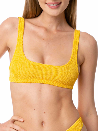 Shop Mc2 Saint Barth Woman Yellow Crinkle Bralette Top Swimsuit