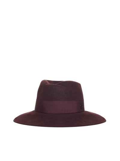 Shop Maison Michel Hat In Red Black