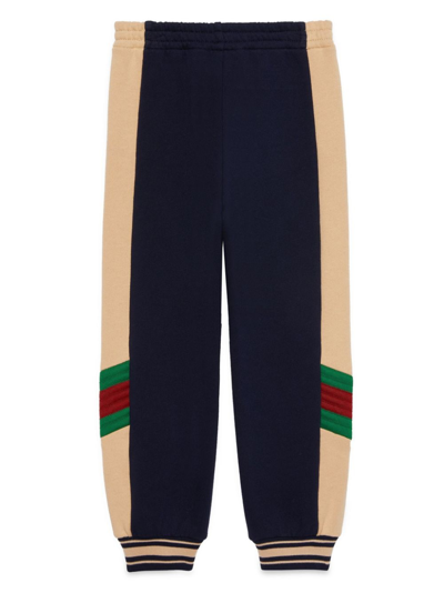 Shop Gucci Web-detail Cotton Track Trousers In Blue