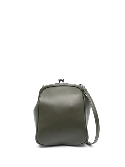 Shop Yohji Yamamoto Semi Gloss Leather Crossbody Bag In Green