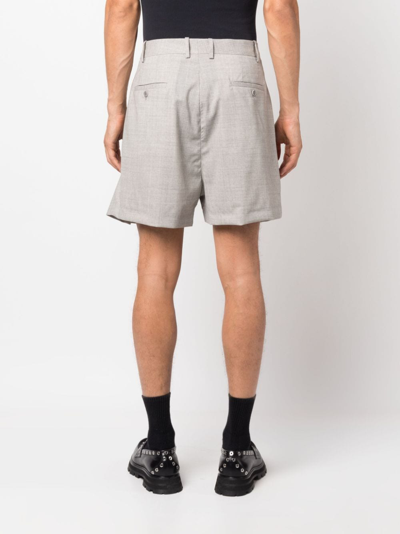 Shop Hed Mayner Pleated Virgin Wool Shorts In Grey