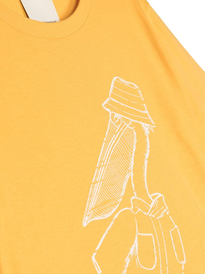 Shop Emporio Armani Pelican-print Cotton T-shirt In Yellow