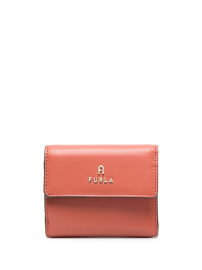 Shop Furla Small Camelia Tri-fold Leather Wallet In Brown