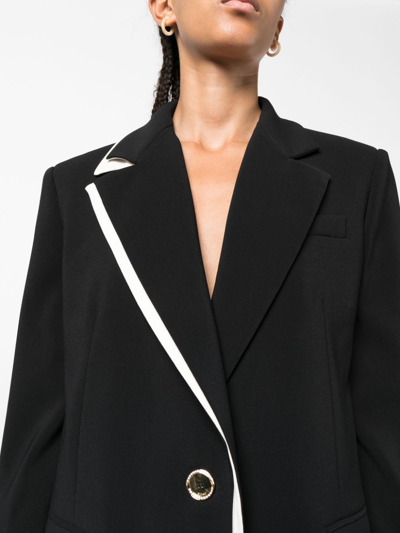 Shop Pinko Contrast-detail Single-breasted Blazer In Black