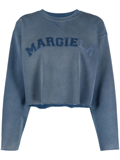 Shop Maison Margiela Logo Patch Sweatshirt In Blue