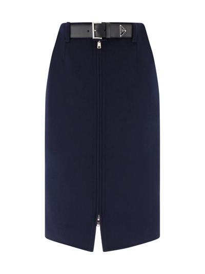 Prada Midi Skirt In Bleu