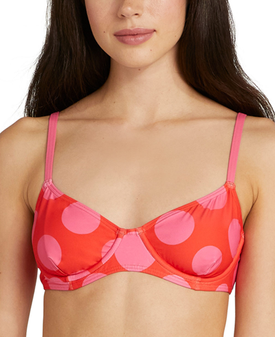Shop Kate Spade Women's Printed Underwired Bikini Top In Flame Scarlet