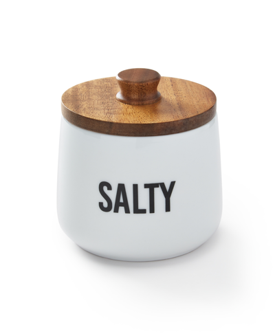 Shop The Cellar Core Ceramic Salt Cellar With Acacia Wood, Created For Macy's