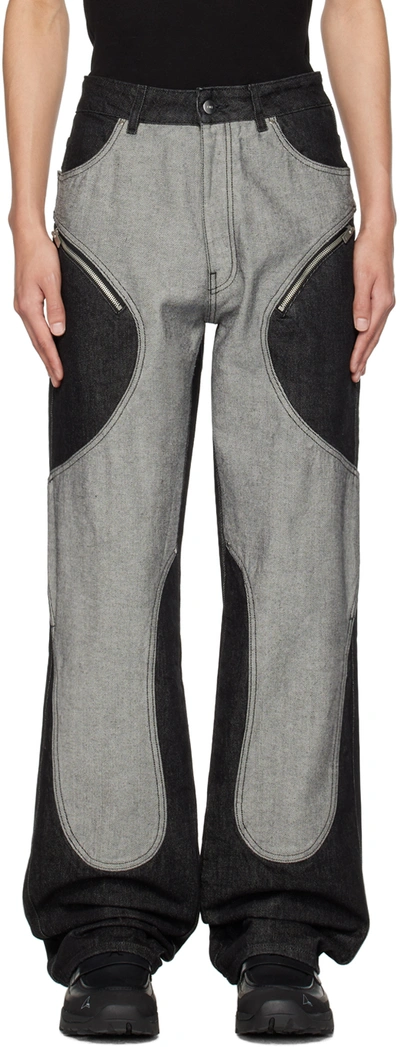 Shop Heliot Emil Black & Gray Reverse Jeans