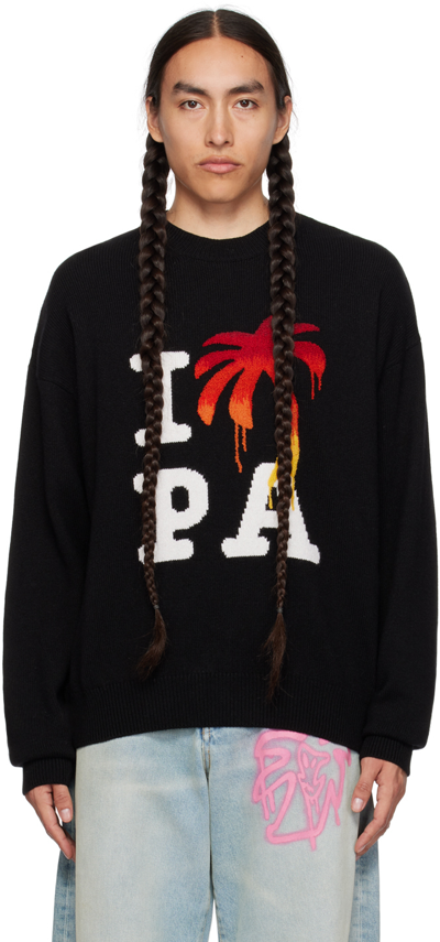 Shop Palm Angels Black 'i Love Pa' Sweater In Black Red