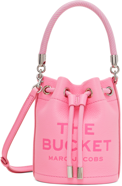 Shop Marc Jacobs Pink 'the Leather Mini Bucket' Bag In 691 Fluro Candy