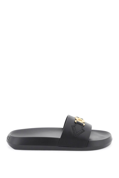 Shop Versace 'medusa Biggie' Slides In Black