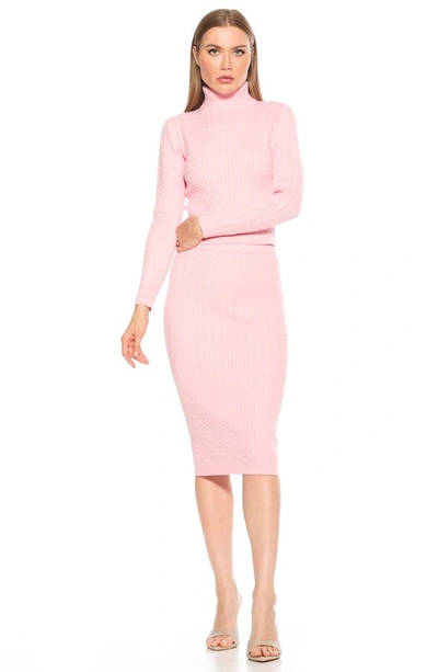 Shop Alexia Admor Mova Cable Knit Turtleneck Sweater In Pink