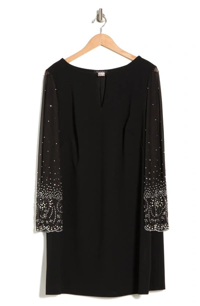 Shop Marina Beaded Sleeve Keyhole Sheath Dress In Black