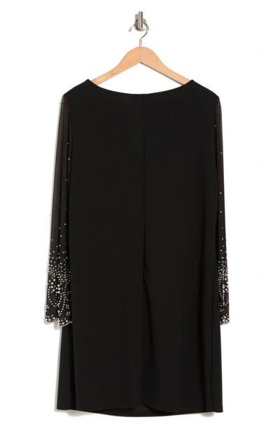 Shop Marina Beaded Sleeve Keyhole Sheath Dress In Black