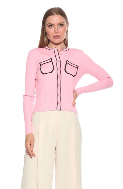 Shop Alexia Admor Clover Ribbed Knit Button Down Cardigan In Pink