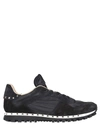 Valentino Garavani Studded Suede & Nylon Sneakers, Black