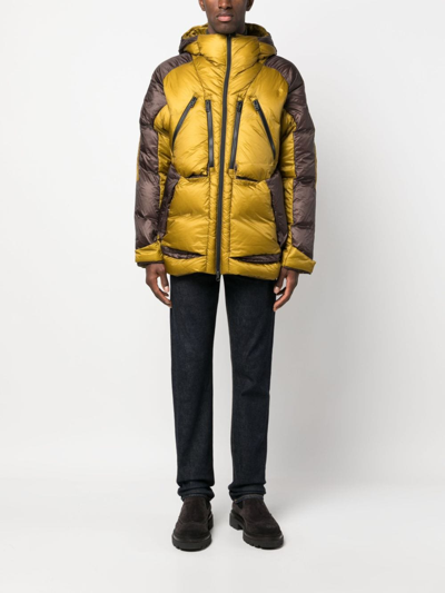 Colmar Two-tone Hooded Down Jacket In Yellow