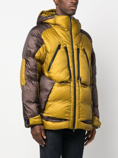 Colmar Two-tone Hooded Down Jacket In Yellow