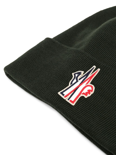 Shop Moncler Logo-patch Beanie In Green