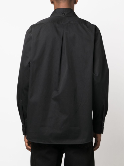 Shop Lemaire Long-sleeve Cotton Shirt In Black