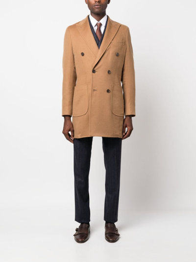 Shop Gabo Napoli Double-breasted Cashmere Coat In Brown