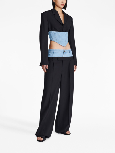 Shop Dion Lee Cropped Corset-style Blazer In Black