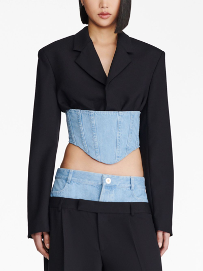 Dion Lee Blazer Aus Wolle Und Denim In Black