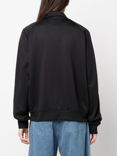 Dsquared2 Logo-stripes Zip-up Cotton Sweatshirt In Black