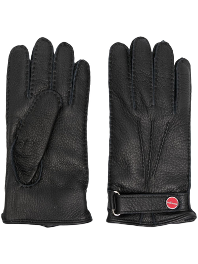 Shop Kiton Logo-plaque Leather Gloves In Black