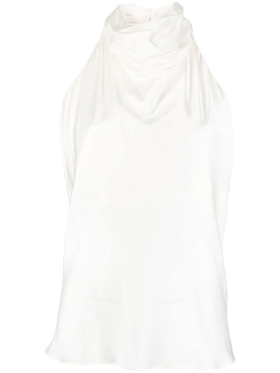 Shop Armarium Stretch-silk Halterneck Top In White
