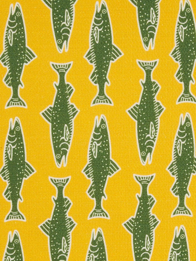 Shop La Doublej X Passalacqua Como Fish Cotton Cushion In Yellow