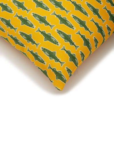 Shop La Doublej X Passalacqua Como Fish Cotton Cushion In Yellow