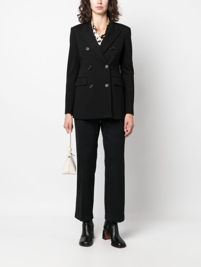 Shop Aspesi Long-sleeved Double-breasted Blazer In Black