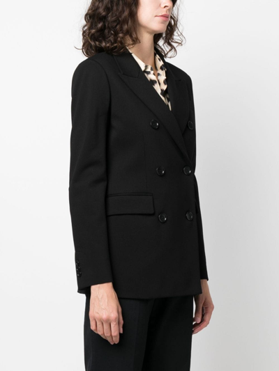 Shop Aspesi Long-sleeved Double-breasted Blazer In Black