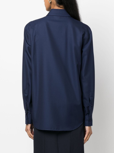 Shop Armarium Long-sleeve Wool Shirt In Blue