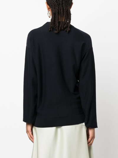 Shop Lemaire Fine-knit Wool-blend Cardigan In Blue