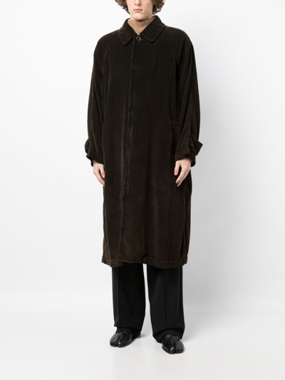 Shop Uma Wang Single-breasted Cotton Coat In Brown