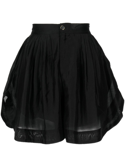 Shop B+ab Satin-finish Pleated Shorts In Black