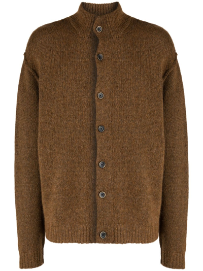 Shop Uma Wang Button-up Drop-shoulder Cardigan In Brown