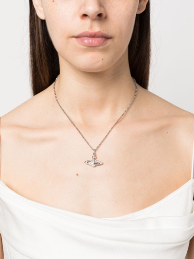 Vivienne Westwood Mini Bas Relief Pendant Necklace In Silver
