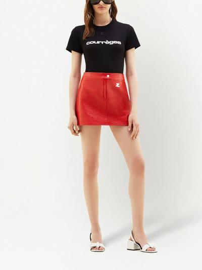 Shop Courrèges Iconique Vinyl A-line Skirt In Red