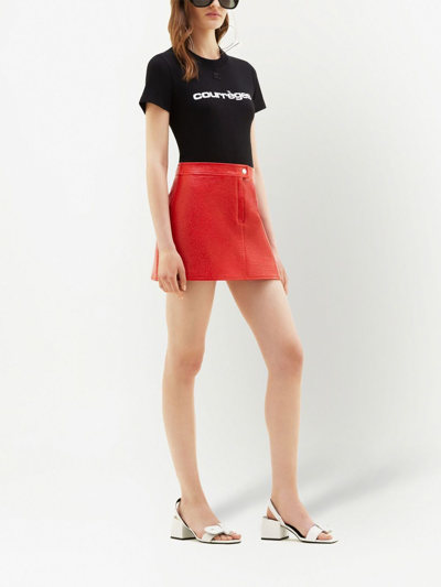 Shop Courrèges Iconique Vinyl A-line Skirt In Red